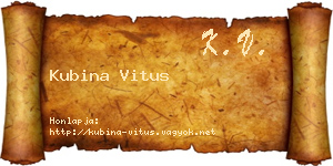 Kubina Vitus névjegykártya